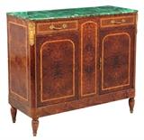 LOT 316: A CONTINENTAL BURLWOOD AND PARQUETRY SIDEBOARD