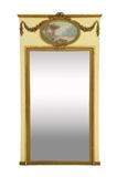 LOT 326: A FRENCH LOUIS XVI STYLE GILTWOOD TRUMEAU MIRROR 