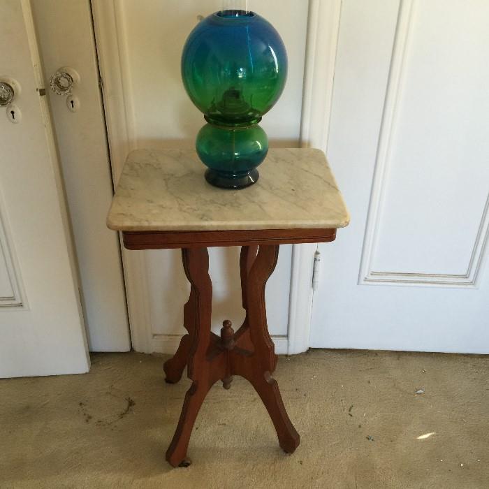 Victorian style marbled tall stand.