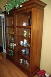 Henredon, leaded glass, lighted display cabinet
