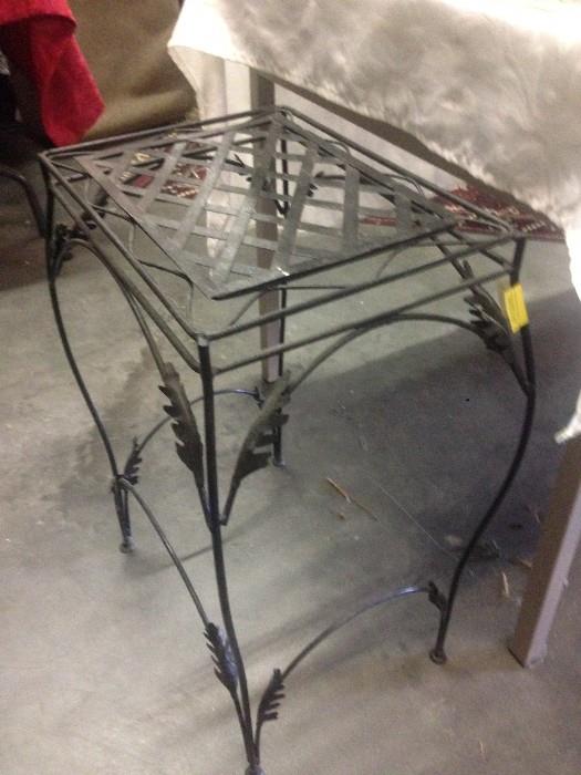 Glass and Rod Iron Outside Table