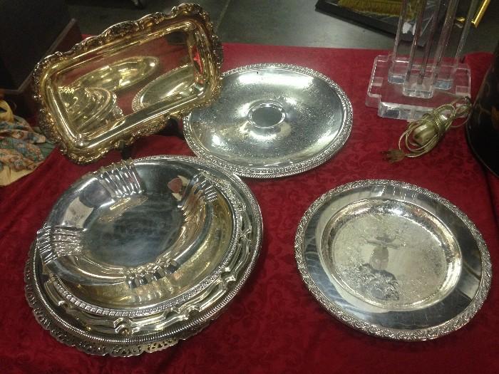 Various Silver Serving Platters