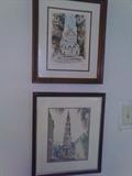 Two pastel pieces, framed.