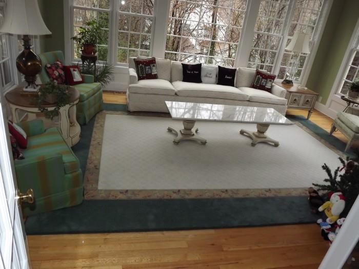 Special Note:  The Mid-Century marble top coffee table is not included in the sale.  This is a special family piece the family is keeping.  All others items in this sunroom are for sale.