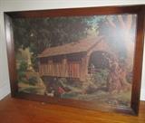 Covered bridge framed sofa print