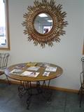 Decorative Mirror, Wood and Iron Table