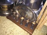 Silver cordials and serving tray