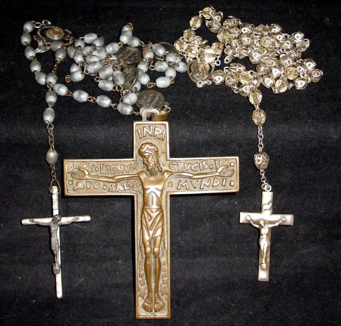 Several Vintage Crucifixes, mostly Sterling