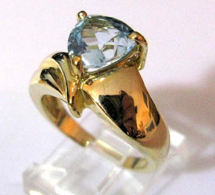 14k Gold & Blue Topaz Ring