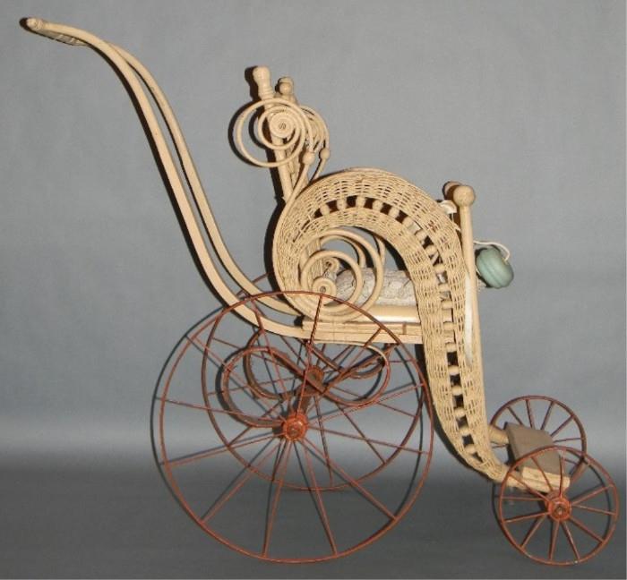 Victorian Wicker Doll Stroller
