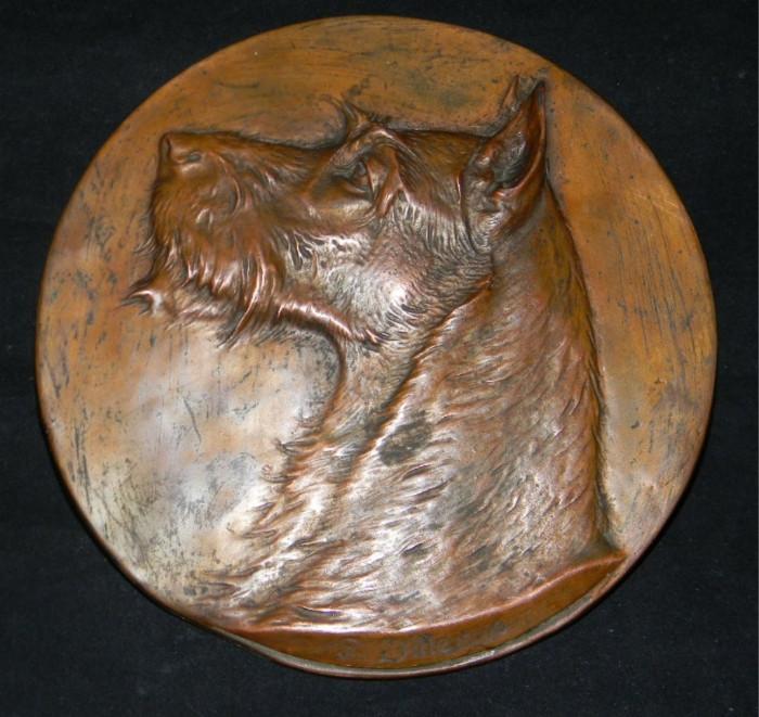 Fritz Diller Bronze Terrier Dog Plaque