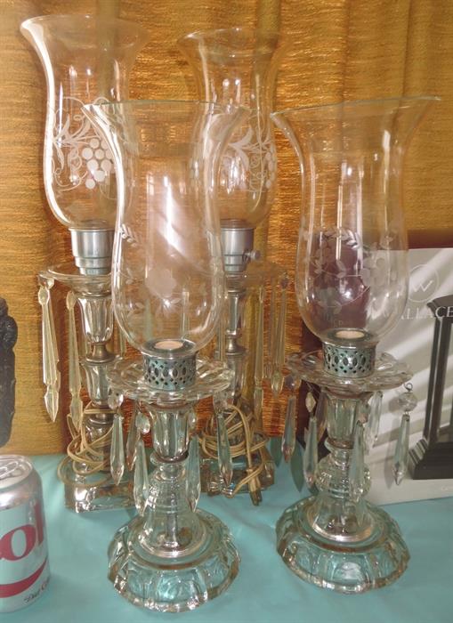 Crystal Candlesticks (front) and Lamps (back)