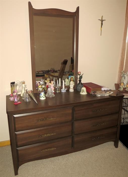 Wide vintage dresser with mirror