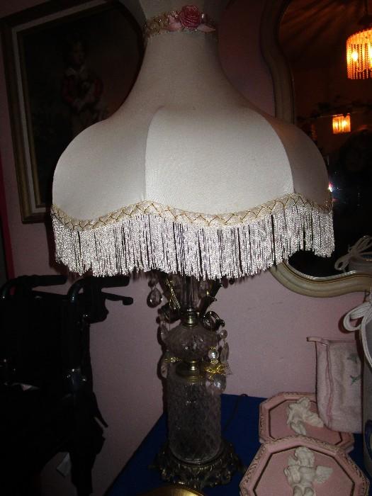 2 Glass Lamps with Victorian Shade