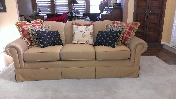 David W. Gilbert & Associates sofa with custom throw pillows.