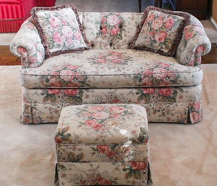Floral love seat and ottoman