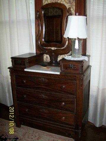 Rosewood marble top dresser