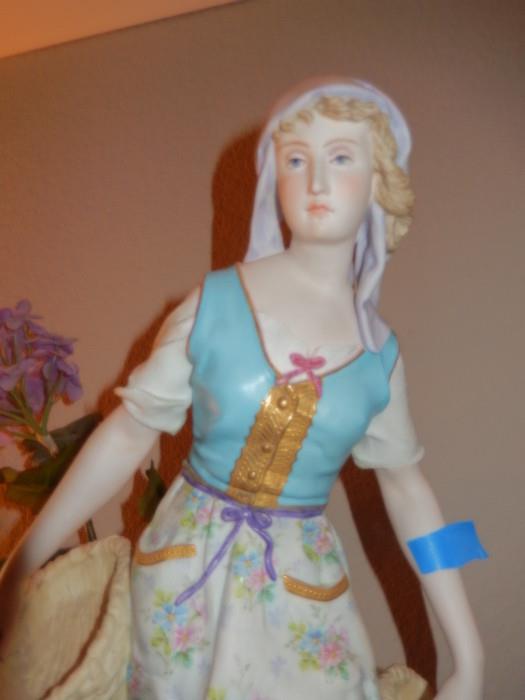 Antique Peasant Girl Statue