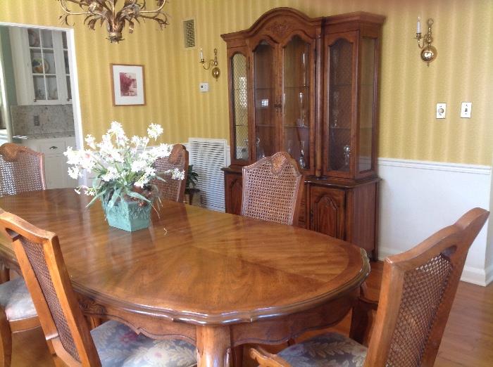 Dining table, china cabinet