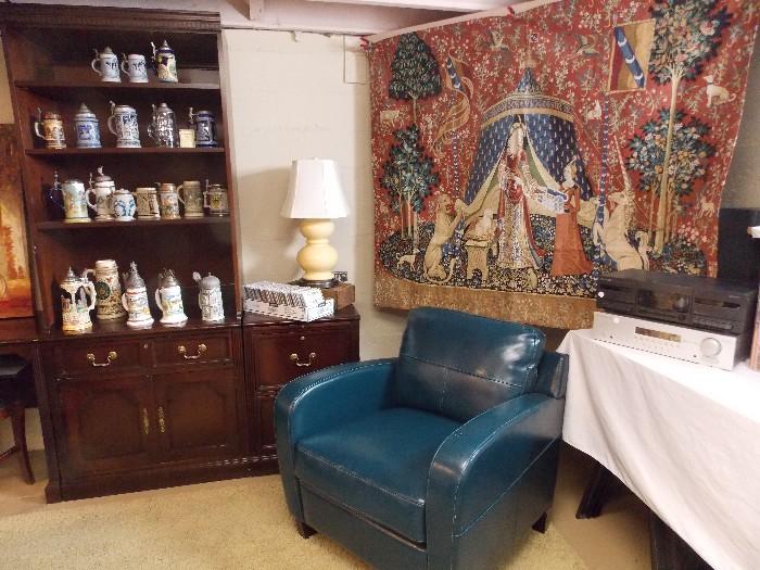 Blue Leather Chair - Large Tapestry - Steins