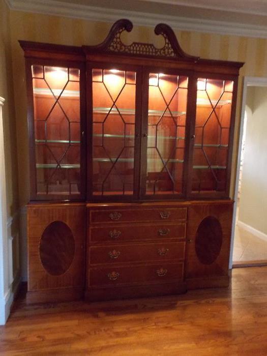 Baker China Cabinet
With Nine 3/8” Glass Shelves 
All with plate grooves
