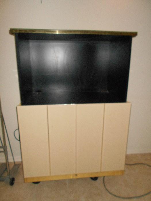 TV lift cabinet or safe housing, pre-wired with outlets and cable connection inside