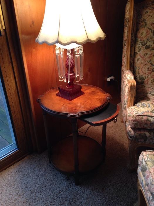Nice occasional table with slide out tray.