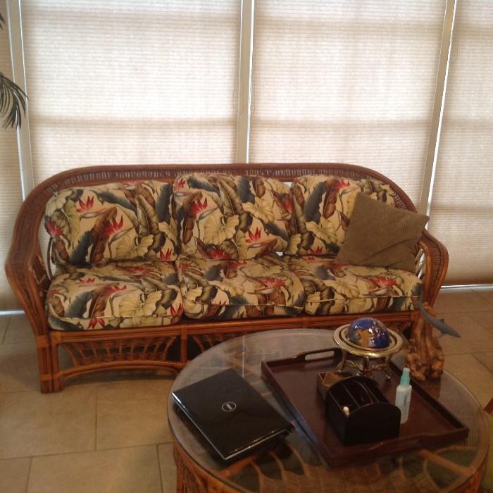 Rattan Sofa (damage to each side under arms - not readily visible) $ 180.00