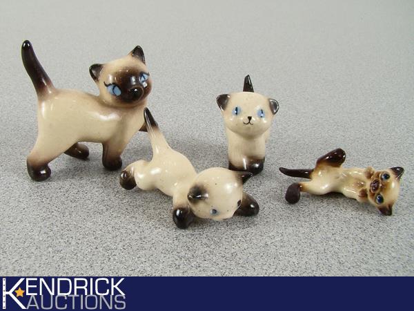 Lot of 4 Vintage Miniature Siamese Cat Figurines
