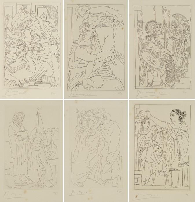 Collection of 6 Picasso Etchings from Lysistrata, 1934