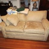Ultra Suede Beige Sofa 68" long