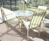 Glass Top Patio Table Set with Umbrella
