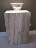 Lighted marble pedestal stand. 