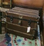 Antique trunk with canvas cover - rare size!