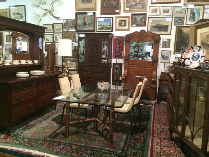 The warehouse is packed with beautiful antique furniture!