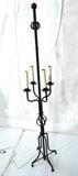 Lot 3:  TOMMI PARZINGER style Floor Lamp. Black Iron Construction with four candle arms. Open sphere detail. : Dimensions:  H: 74 inches: W: 14.75 inches --- 