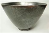 Lot 13:  Denmark Pottery Large Deep Bowl Vase. Carved cross hatch design. Marked Denmark. : Dimensions:  H: 7 inches: W: 10.25 inches --- US Shipping charge: $35