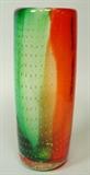 Lot 24:  Tall Murano Italy Art Glass Vase. Trapped Air Bubbles in Colorful Glass. Murano Tag.: Dimensions:  H: 12.5 inches: W: 5 inches --- US Shipping charge: $35