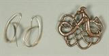 Lot 36:  2pcs Modernist Jewelry Lot. Pr Sterling ED LEVIN Earrings.   DAVID ANDERSEN Metal Pin: Copy, Original from Viking Period 1000 AD. Both marked.: Dimensions:   --- US Shipping charge: $9