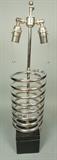 Lot 78:  70's Modern Chrome Spiral Tube Table Lamp. Ebonized Black  Metal Cube Base. : Dimensions:  H: 29 inches: W: 7 inches: D: 7 inches --- 