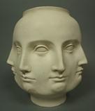 Lot 85:  Fornasetti style White Multi Face Vase. Jonathan Adler style Dora Maar Vase. Marked TMS 2005. : Dimensions:  H: 10 inches: W: 10 inches --- US Shipping charge: $35