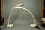 Lot 101:  Pr MASSANZAGO Molded Plastic Vertebrae Desk Lamps. Marked MASSANZAGO Italy. Designed Mario Bertorelle. Adjustable height; very flexible: Dimensions:  H: 24 inches: W: 8 inches: D: 11 inches --- 