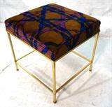 Lot 103:  HARVEY PROBBER Upholstered Bench Stool. Probably JACK LENOR LARSEN Velvet Upholstery. Not marked.: Dimensions:  H: 20 inches: W: 18 inches: D: 19 inches --- 