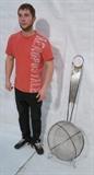 Lot 154:  C JERE Large Oversized Strainer Kitchen Tool.  Unmarked.: Dimensions:  H: 54 inches: W: 21 inches: D: 10 inches --- 