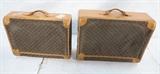 Lot 157:  2pcs LOUIS VUITTON French Luggage. Two Suitcases. Leather trim. : Dimensions:  H: 25 inches: W: 20 inches: D: 9 inches --- 