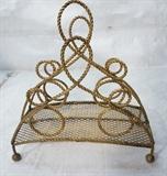 Lot 167:  Gilt Iron Italian Rope design Magazine Rack. Ball feet. : Dimensions:  H: 19 inches: W: 18.5 inches: D: 8 inches --- 