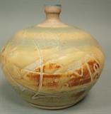 Lot 189:  Unusual RAYMOND GALLUCCI American Studio Pottery Vase. White clay vessel with incised FISH design under glaze. Marked. : Dimensions:  H: 7 inches: W: 7 inches --- US Shipping charge: $50