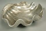 Lot 198:  Large ARTHUR COURT Cast Aluminum Bowl in the Form of a Clam Shell.  1988.: Dimensions:  H: 6 inches: W: 18 inches: D: 15 inches --- US Shipping charge: $35