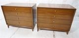 Lot 226:  Pr American Modern Bachelors Chests. Metal pulls on four drawers. Raised on legs.  : Dimensions:  H: 33 inches: W: 38.25 inches: D: 20.5 inches --- 