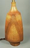 Lot 245:  Tall American Studio Pottery Ceramic Table Lamp. DAVID CRESSEY. Three Sided Lamp with applied raised linear details. : Dimensions:  H: 37.25 inches: W: 9 inches --- 